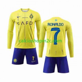 Al-Nassr Cristiano Ronaldo 7 Bambino Maglia Prima 2023/2024 Manica Lunga (+ Pantaloncini)